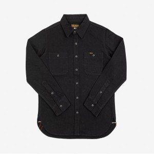 Iron Heart IHSH-338 12oz Selvedge Denim Work Shirt With Snaps - Black