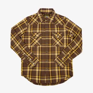 Iron Heart IHSH-372-BRN Ultra Heavy Flannel Crazy Check Western Shirt - Brown