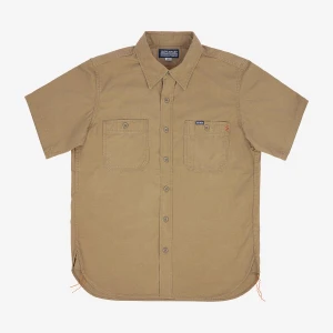 Iron Heart IHSH-393 7oz Fatigue Cloth Short Sleeved Work Shirt - Khaki