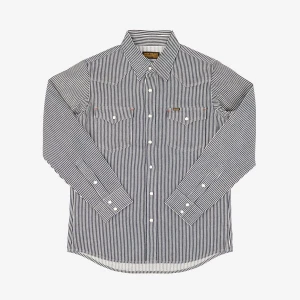 Iron Heart IHSH-07 12oz Hickory Stripe Western Shirt - Indigo
