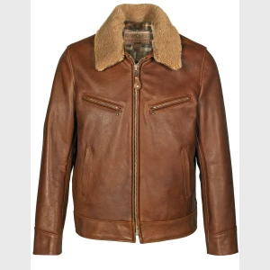 Schott - 596 Antique Cowhide Rancher Jacket with Sheepskin Collar