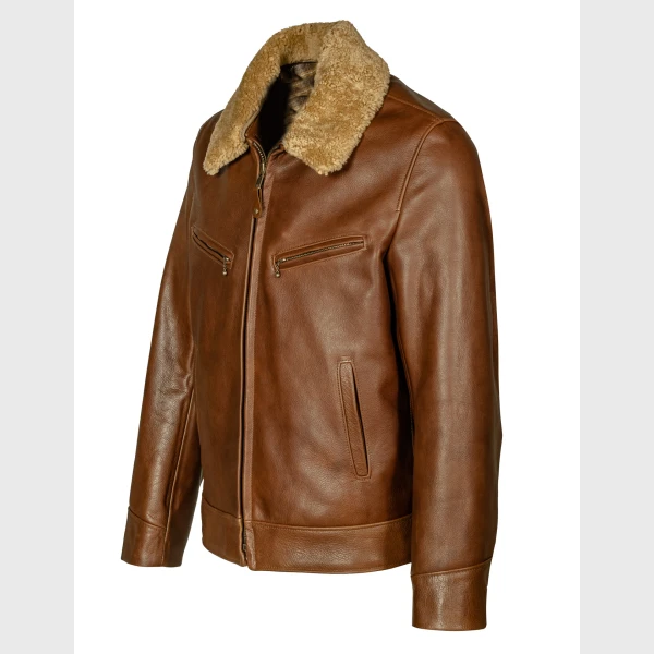 Schott - 596 Antique Cowhide Rancher Jacket with Sheepskin Collar - Image 4