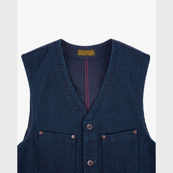 Iron Heart IHV-50 14oz Sashiko Dobby Cloth / Duck Work Vest - Image 3