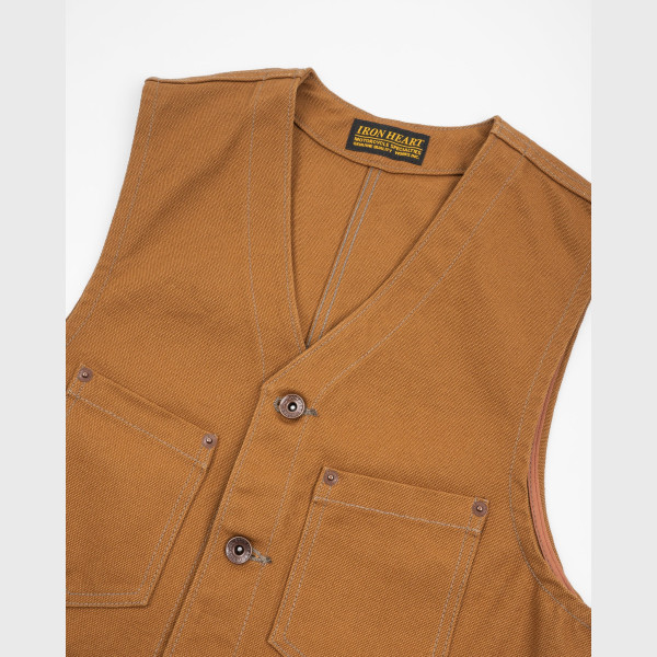 Iron Heart IHV-03 17oz Cotton Duck Work Vest - Brown - Image 3