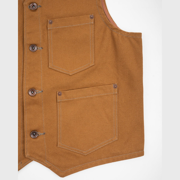 Iron Heart IHV-03 17oz Cotton Duck Work Vest - Brown - Image 5