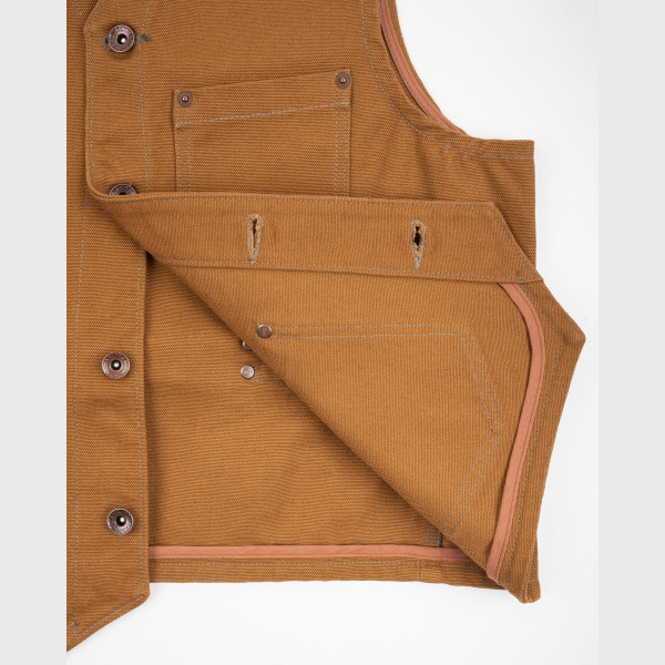 Iron Heart IHV-03 17oz Cotton Duck Work Vest - Brown - Image 6