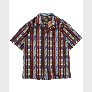 Indigofera Deville Shirt, Printed Seersucker, Wine / Ecru